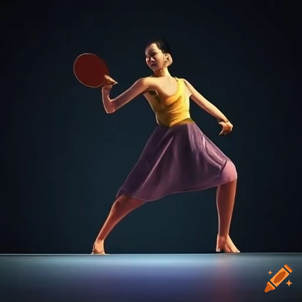 Bharatanatyam dancer playing table tennis