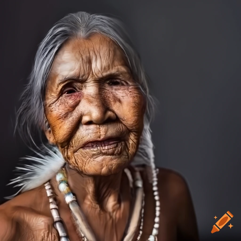 portrait of an indigenous woman with feathers