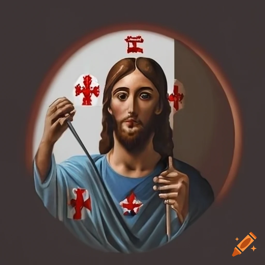 Georgian Flag With A Depiction Of Jesus On Craiyon