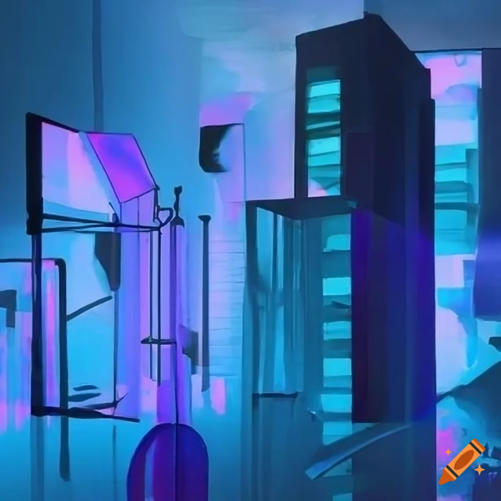Abstract melting figures in a fluorescent background on Craiyon