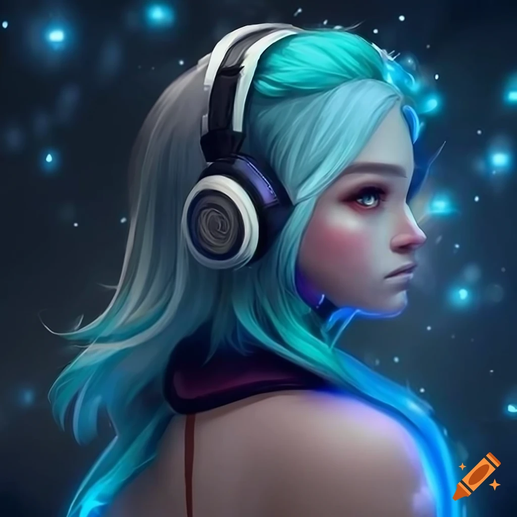 Realistic artwork of a futuristic gamer woman