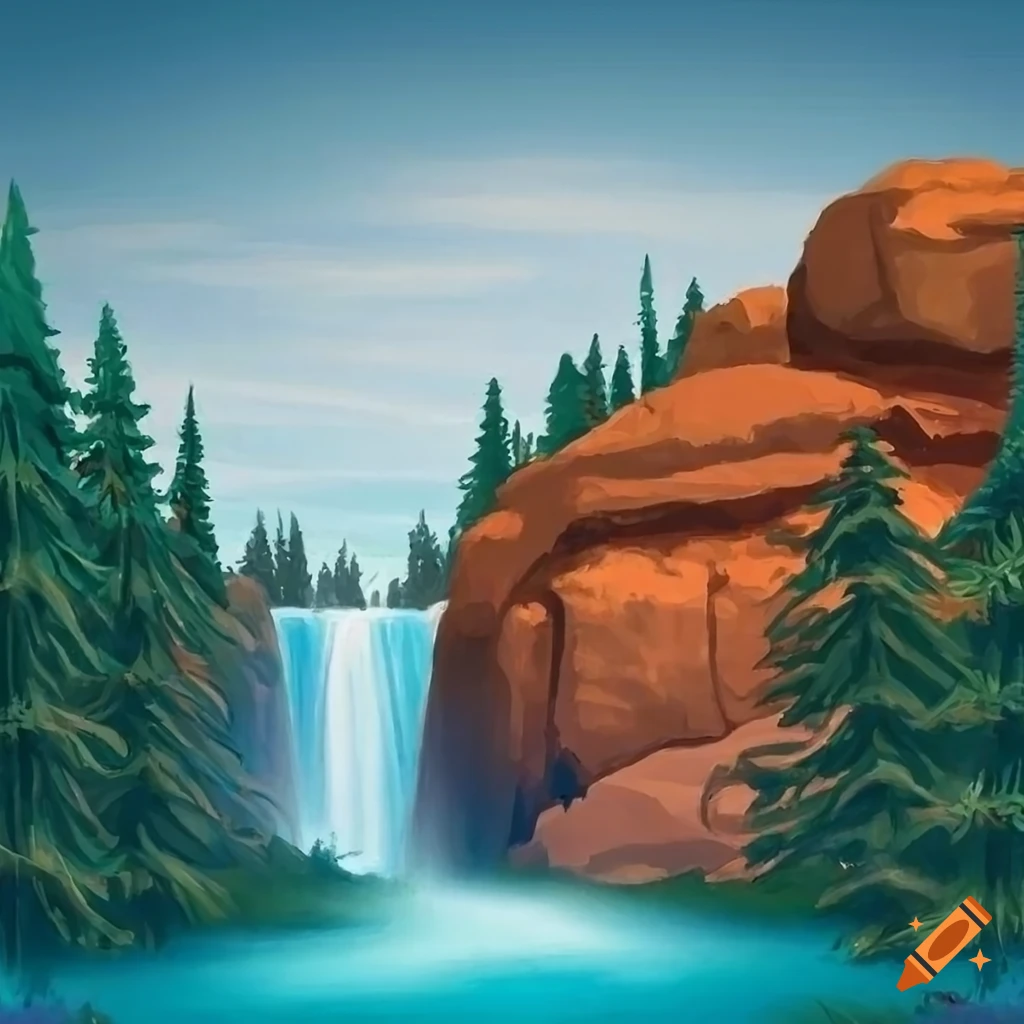 Tropical Waterfalls Clipart Image