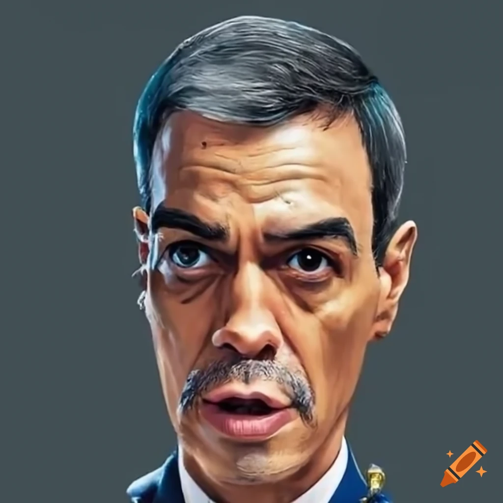 Pedro sanchez with a cantinflas-like laughing face on Craiyon
