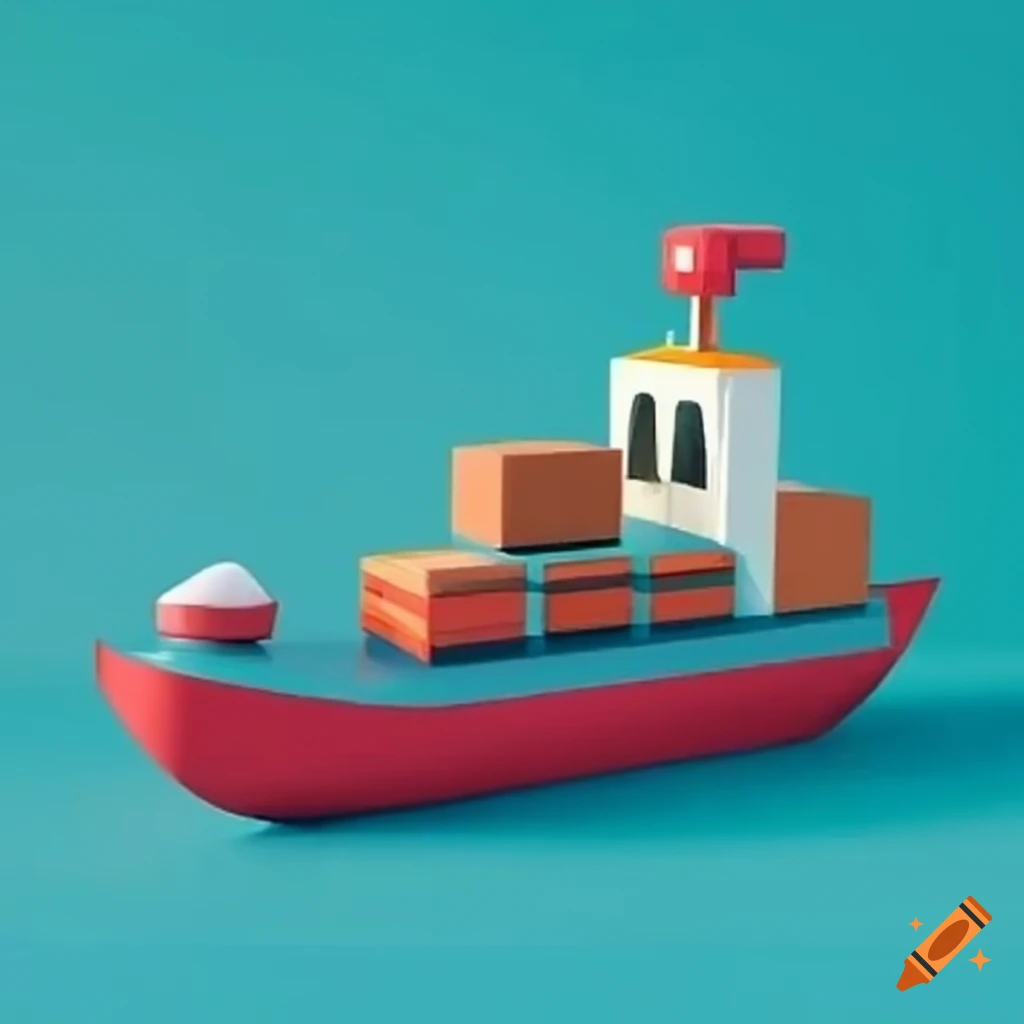 Modern cargo ship with a cute design on Craiyon