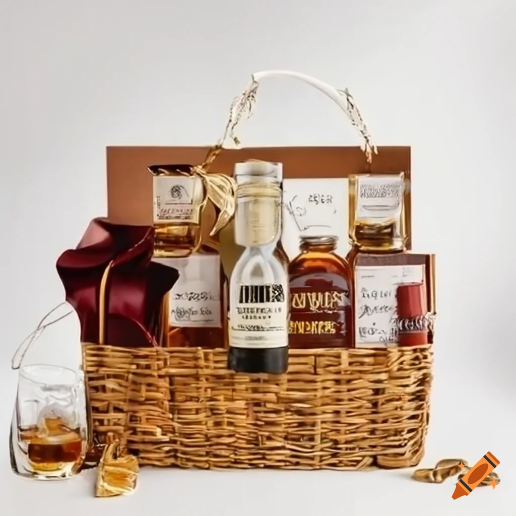 Whisky gift basket with accessories on Craiyon
