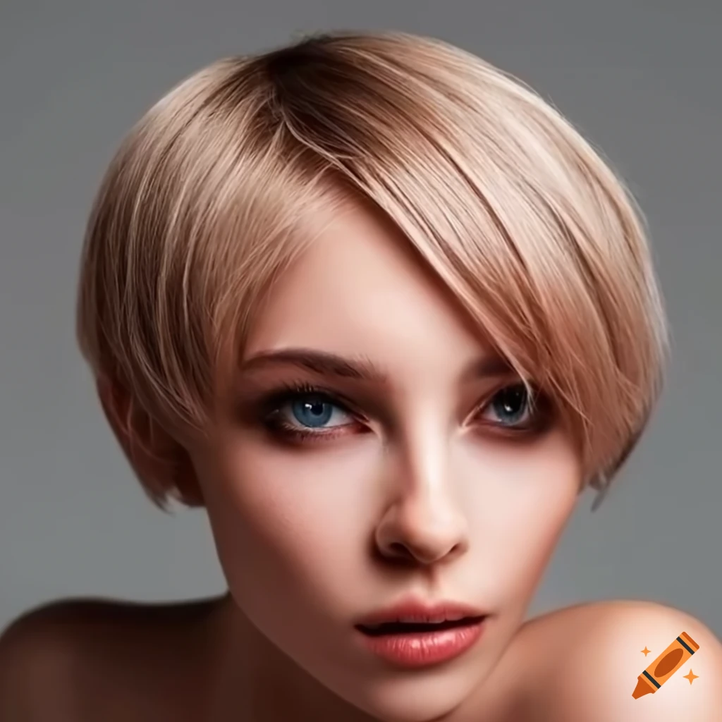 portrait of a young woman with a short bob haircut