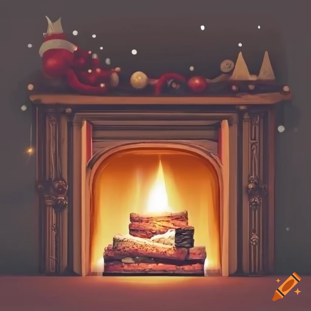 Christmas fireplace poster