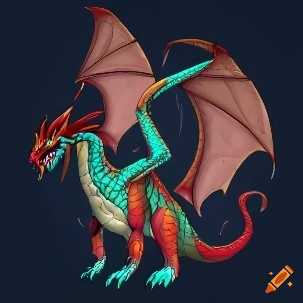 illustration of a detailed dragon concept design
