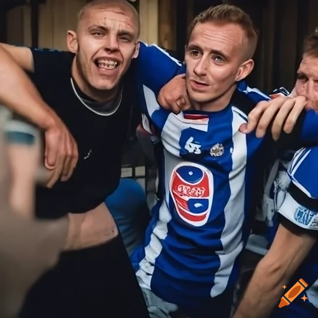 soccer fans posing with HJK player
