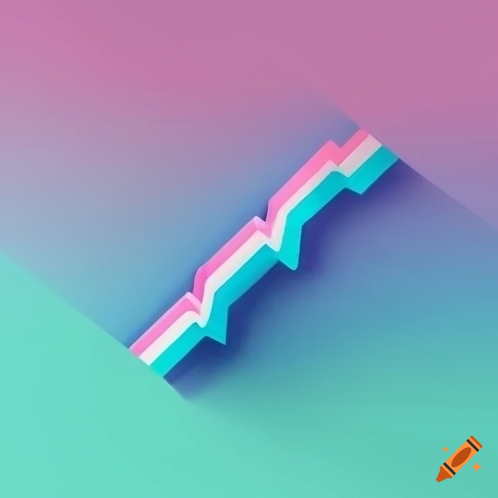 Colorful zig zag brand icon in blue and pink on Craiyon