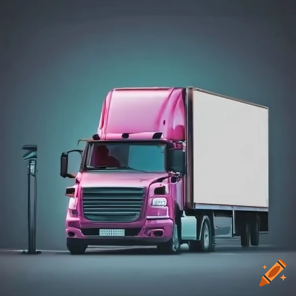 data analytics truck driving towards wall of symbols