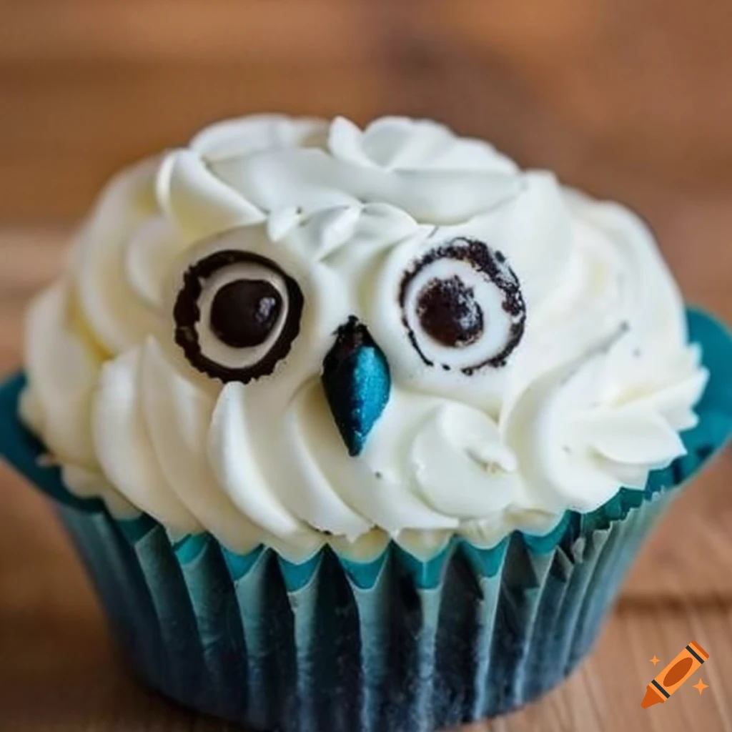 cupcake shaped like a white owl