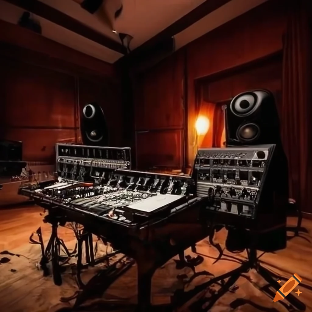 unique and cluttered recording studio