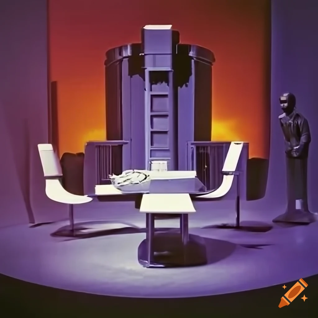 retro Doctor Who TV set with orange lighting