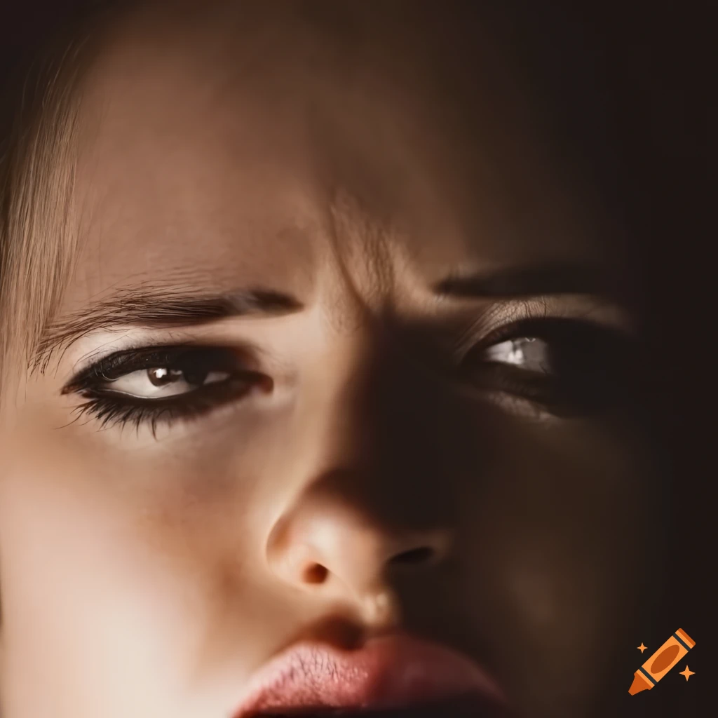 Close-up of woman crying with dramatic lighting