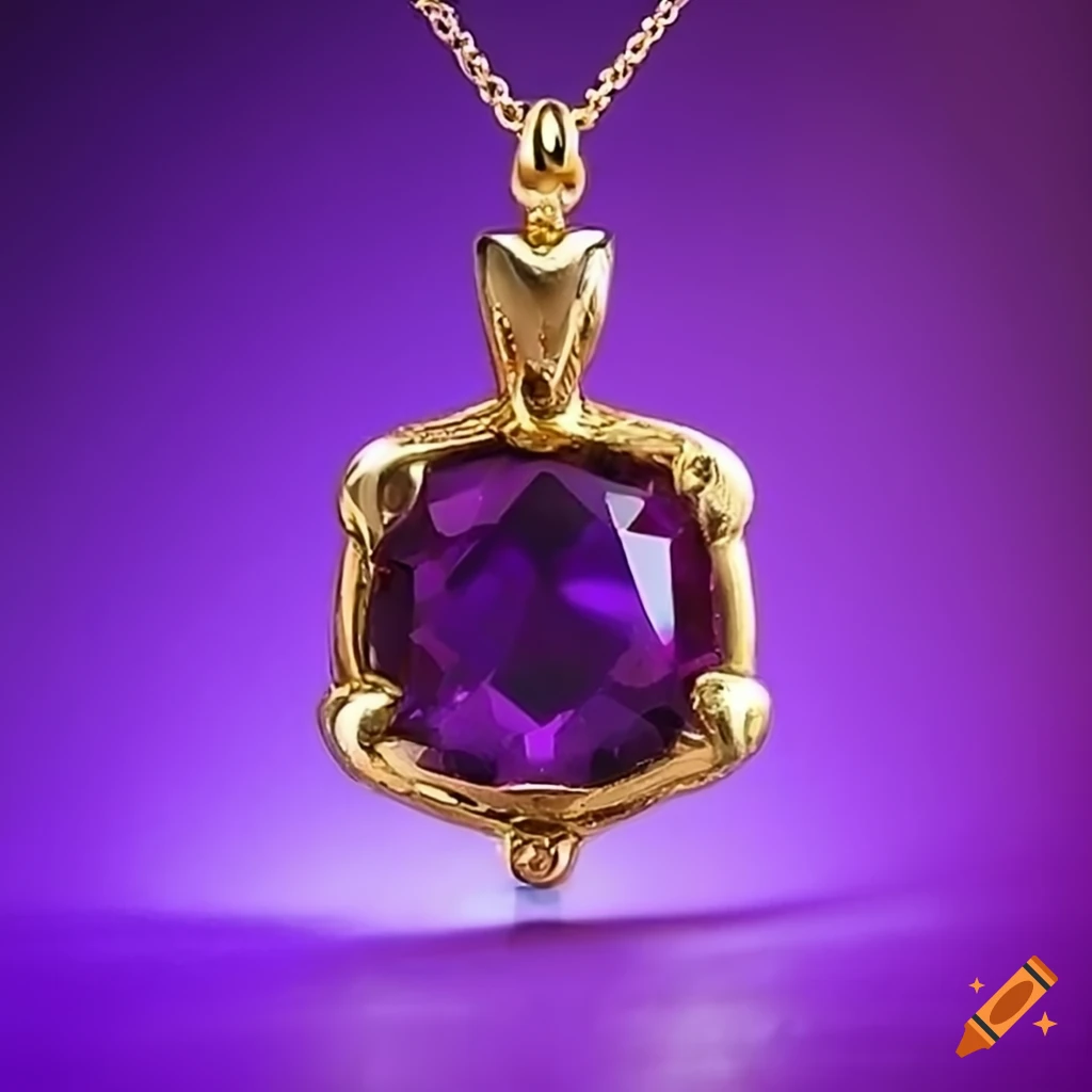 Purple gem amulet with golden trim on Craiyon