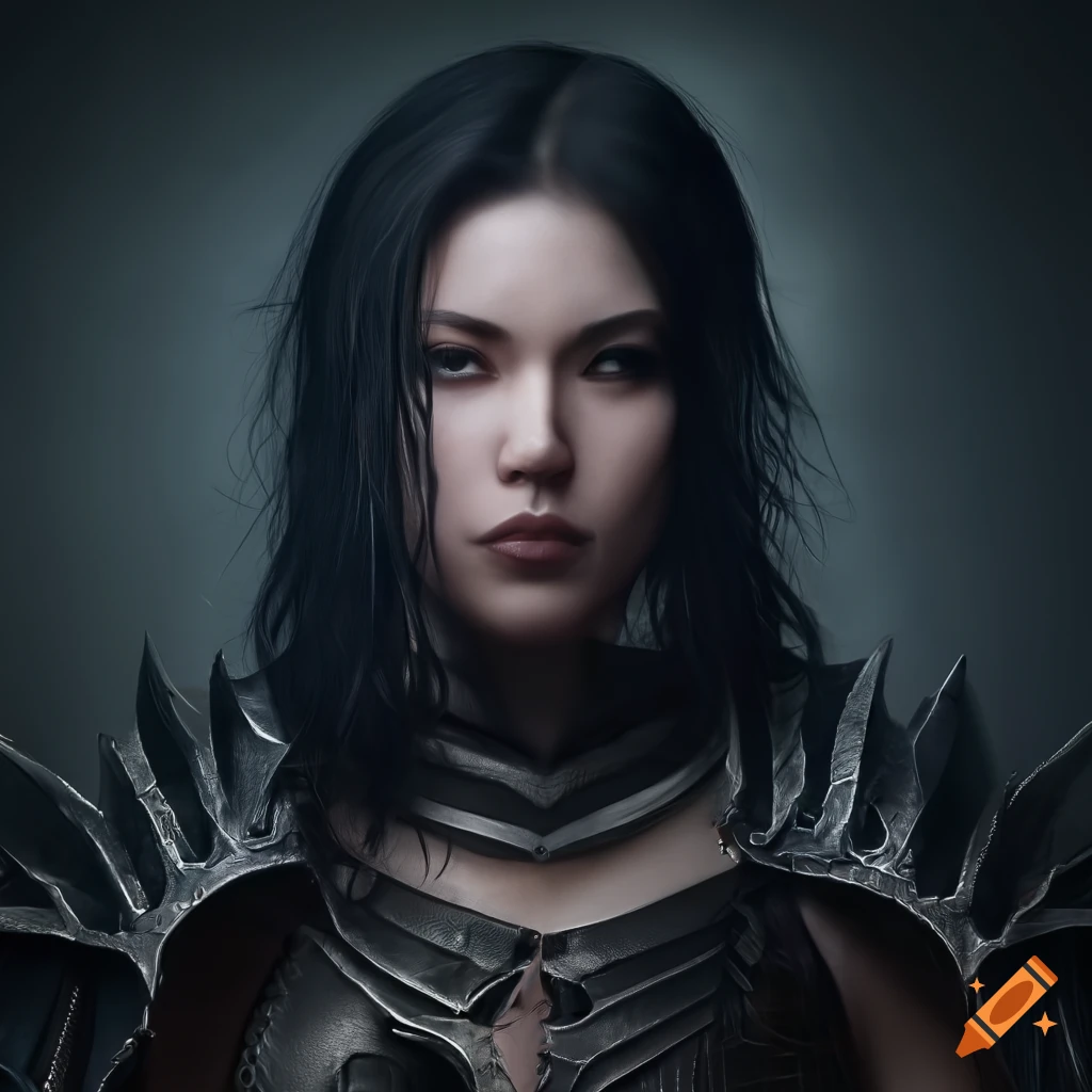 Female model warrior in dragon armor
