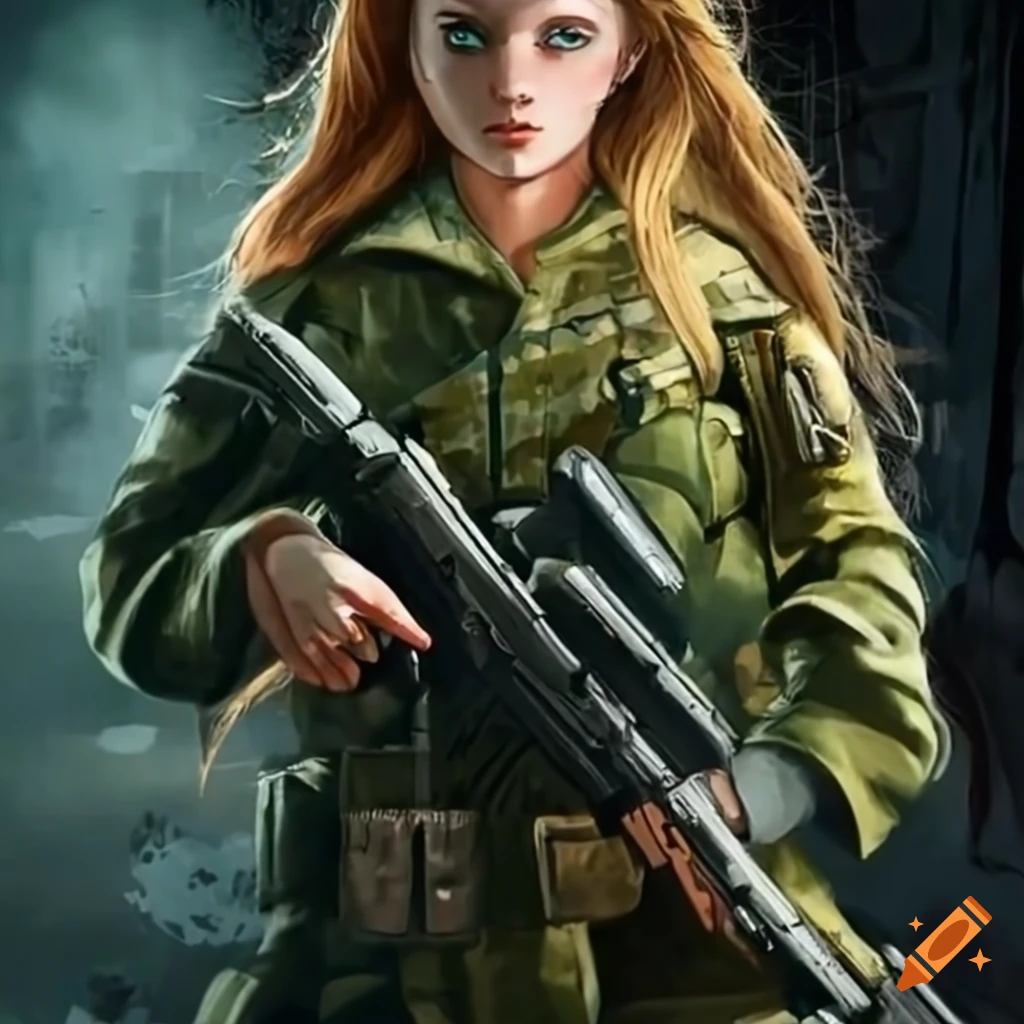 image of a brave female soldier