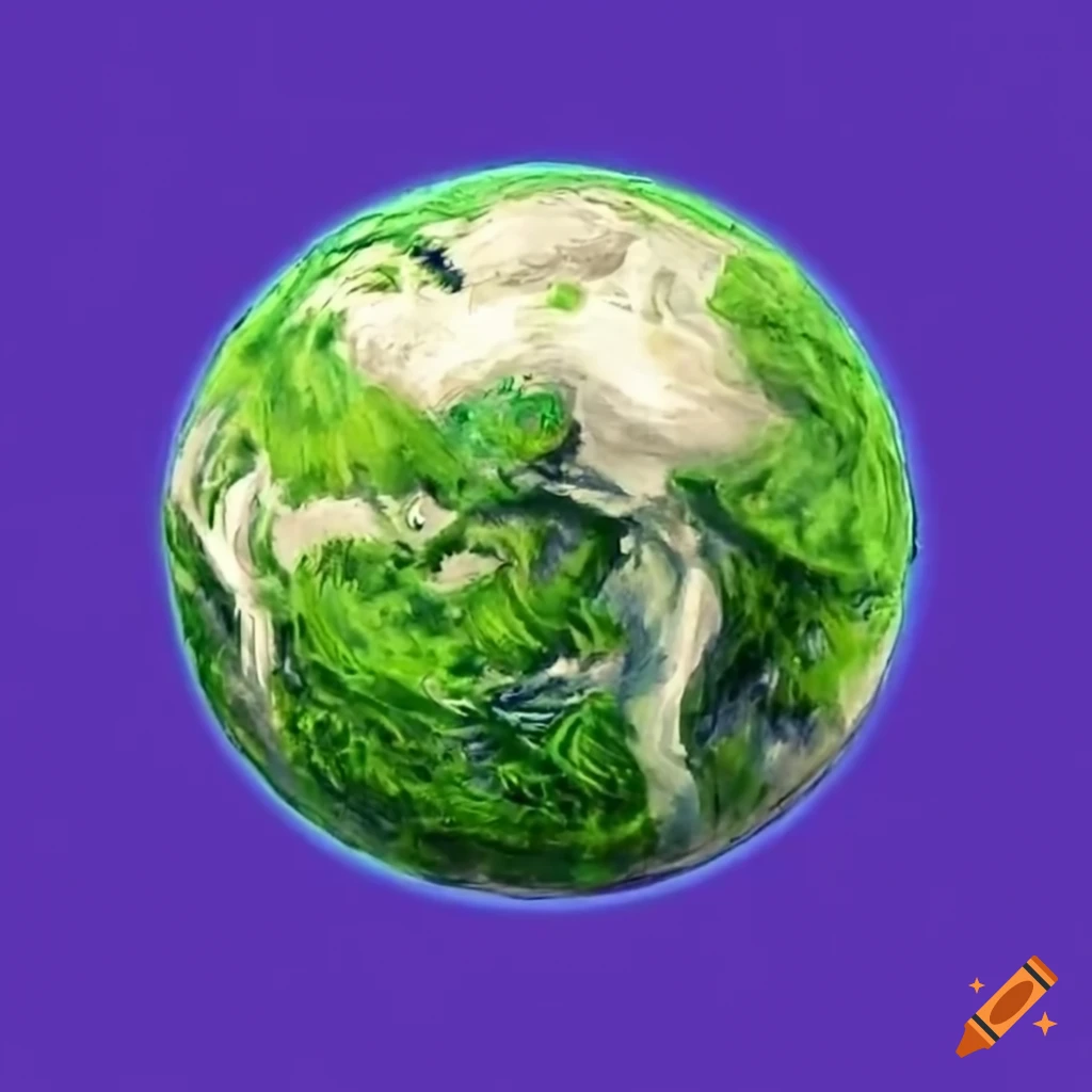 sketch art of green jungle planet from space