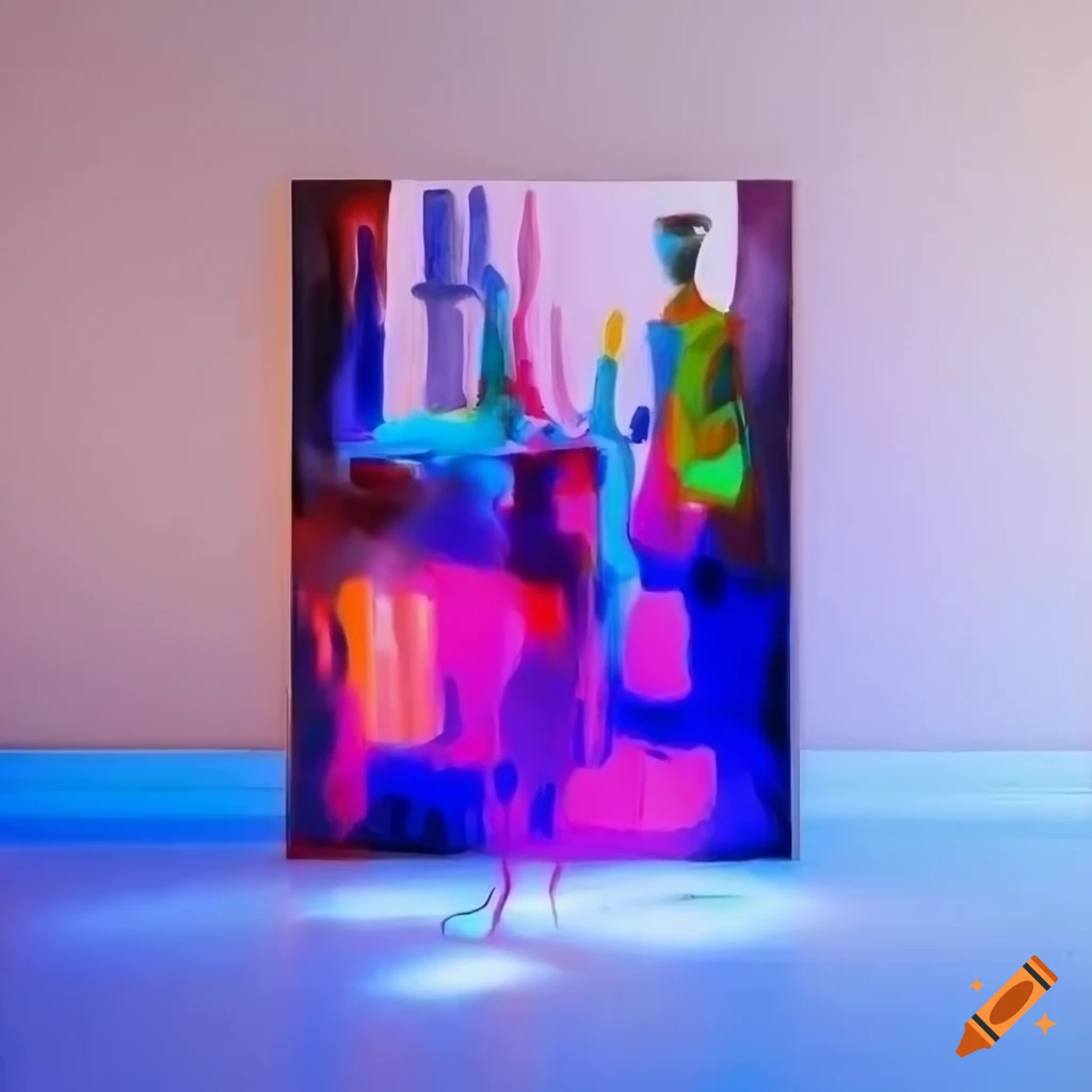 abstract oil painting of melting figures and buildings