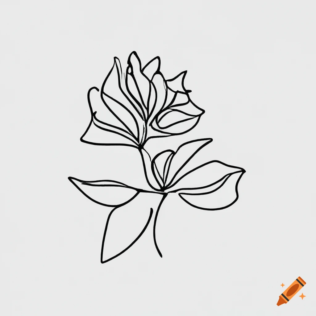 minimalist black and white sketch of a bougainvillea flower