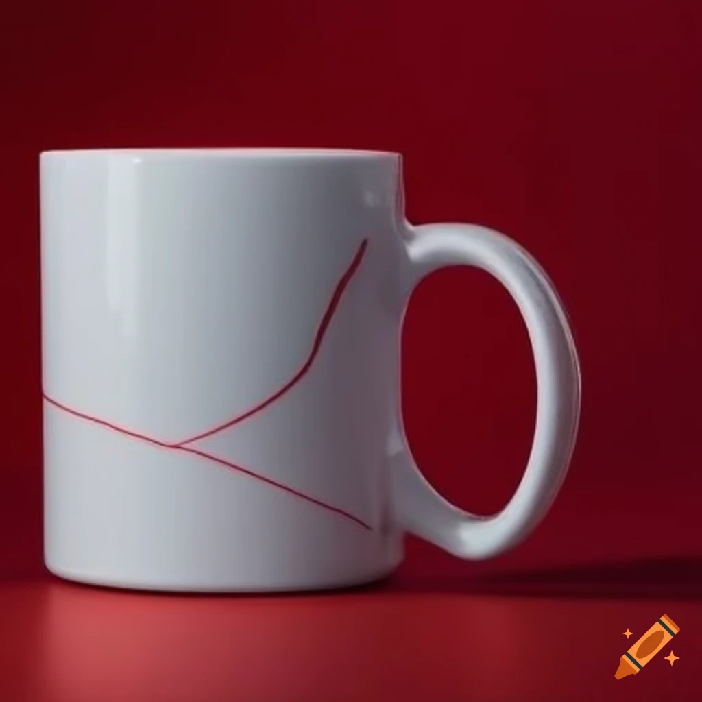 white mug with intersecting red lines