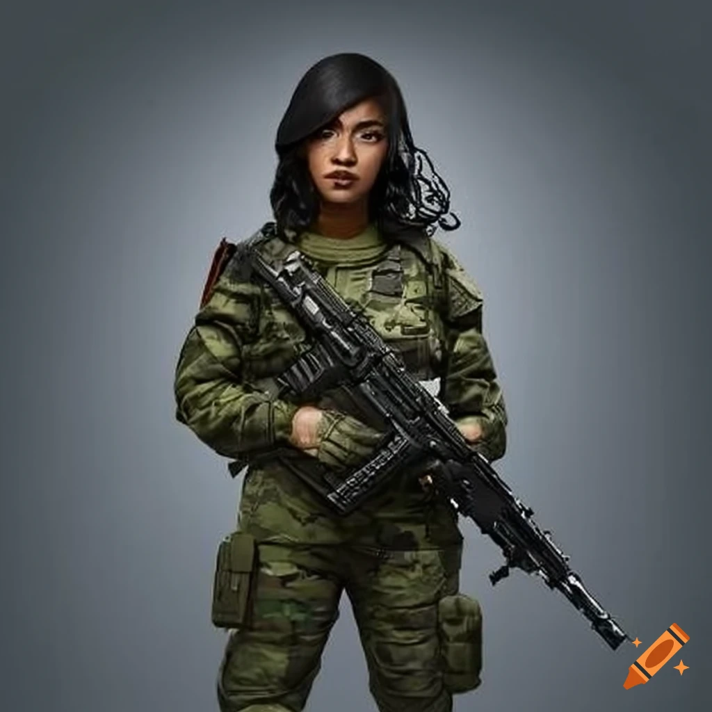 image of a confident Latina soldier