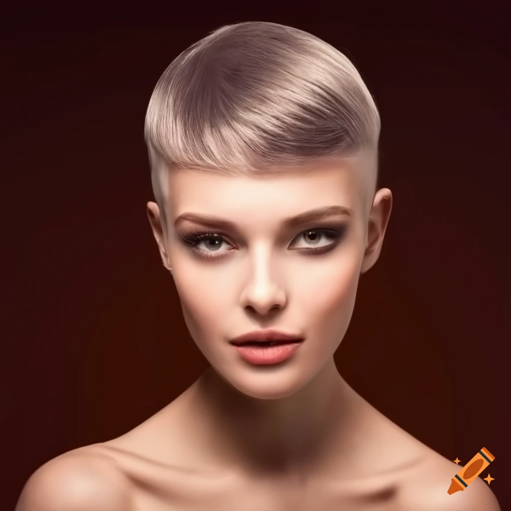 attractive model with short microbob haircut