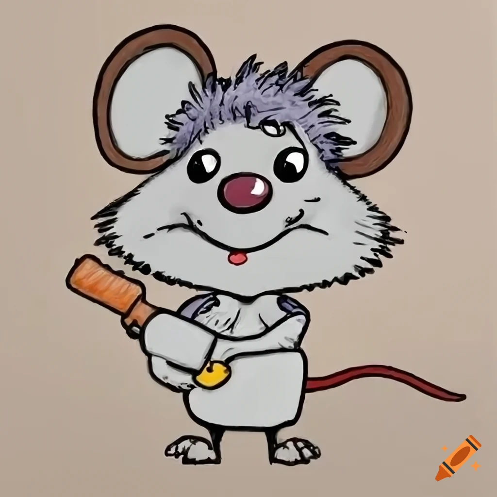 cartoon illustration of a cute cyberpunk mouse engineer