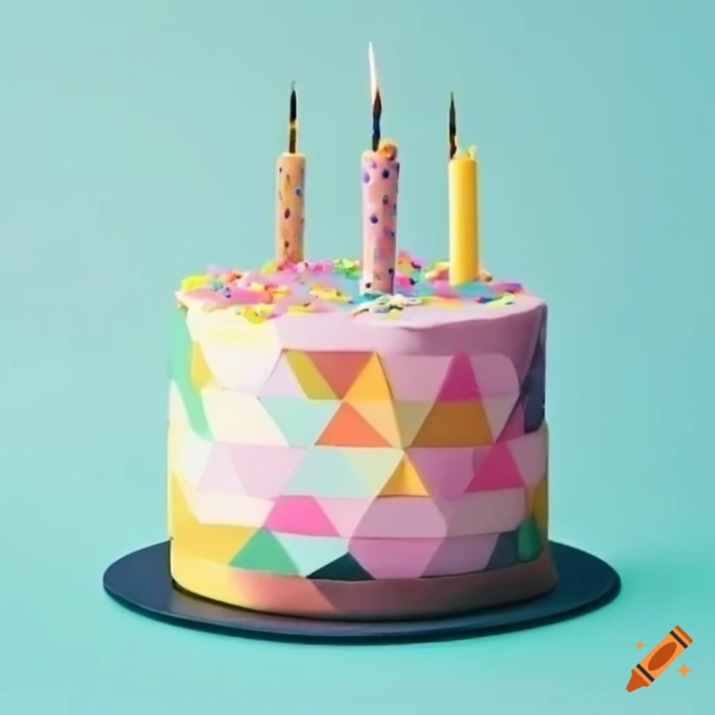 Geometric birthday cake on Craiyon