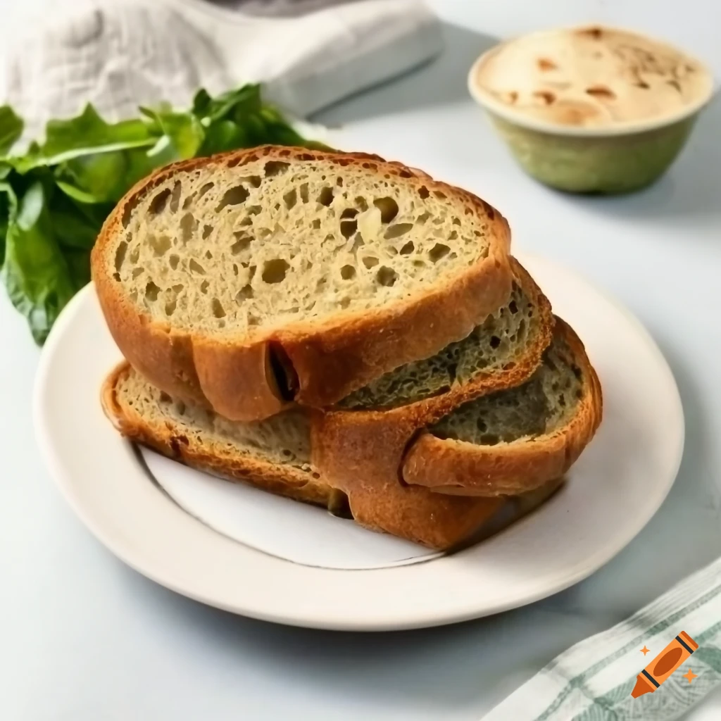 malabar spinach on a loaf of bread