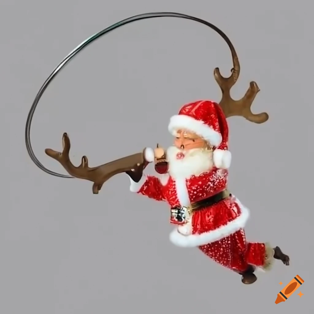 helicopter with Santa Claus and reindeer