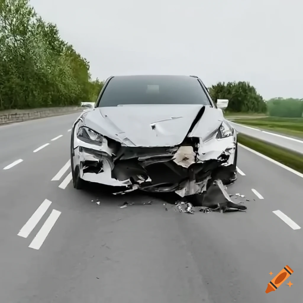 image of a crashed GR86 on a highway