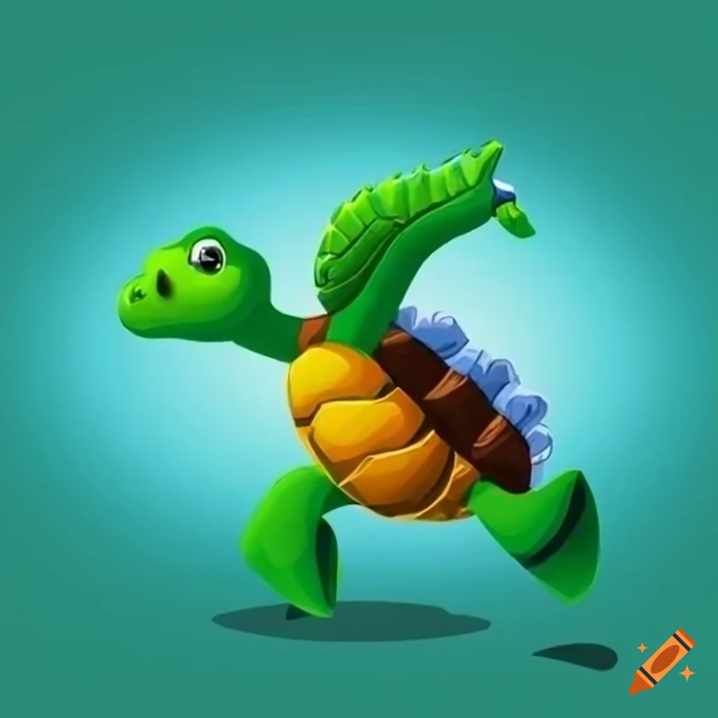 Cartoon turtle running