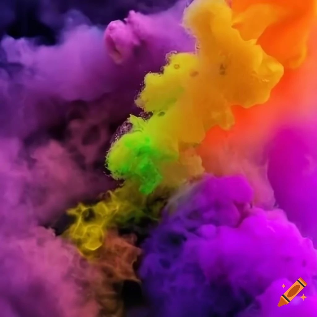 colorful boulder with foamy smoke