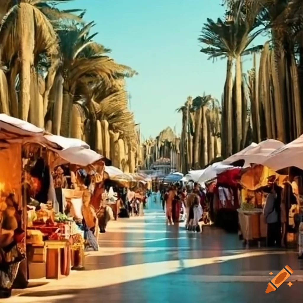 marché touristique in the middle of palm trees