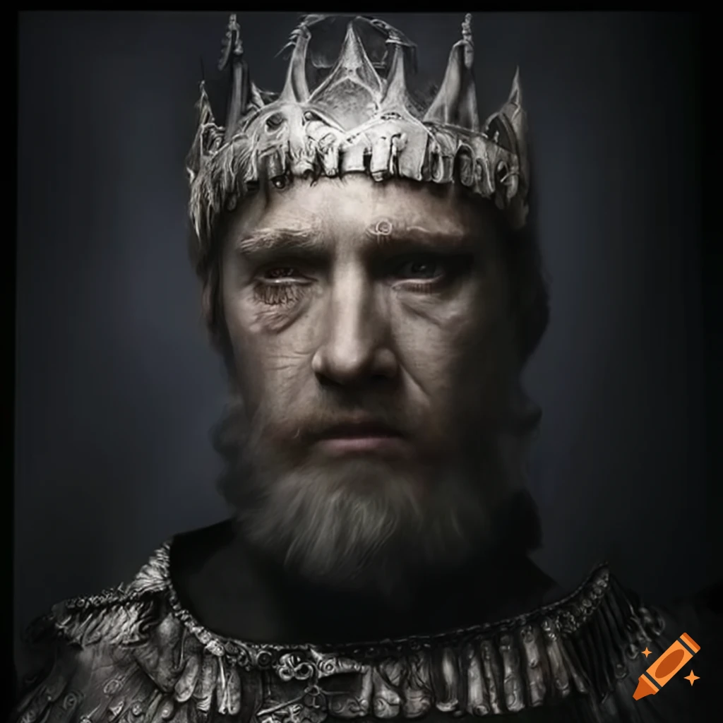 Hyper realistic depiction of gothic king arthur