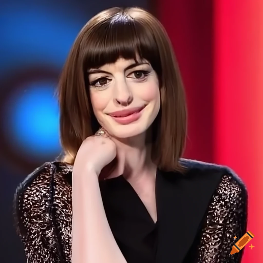 Anne Hathaway Getting Her Bangs Trimmed On A Talk Show 2683