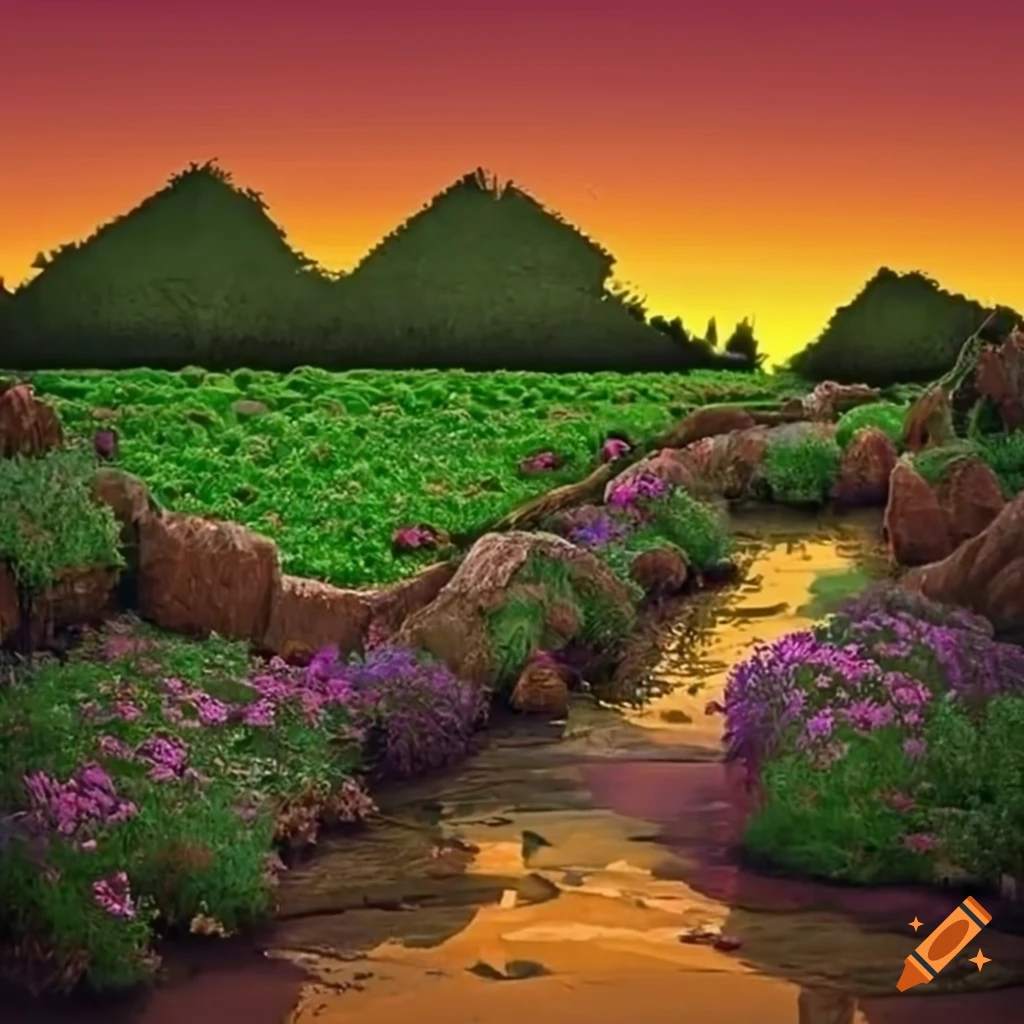 Transformed wasteland with beautiful flower beds and vegetable gardens