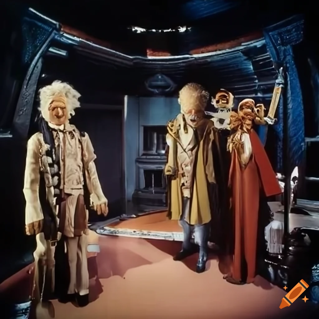 Doctor Who TV studio set with puppets
