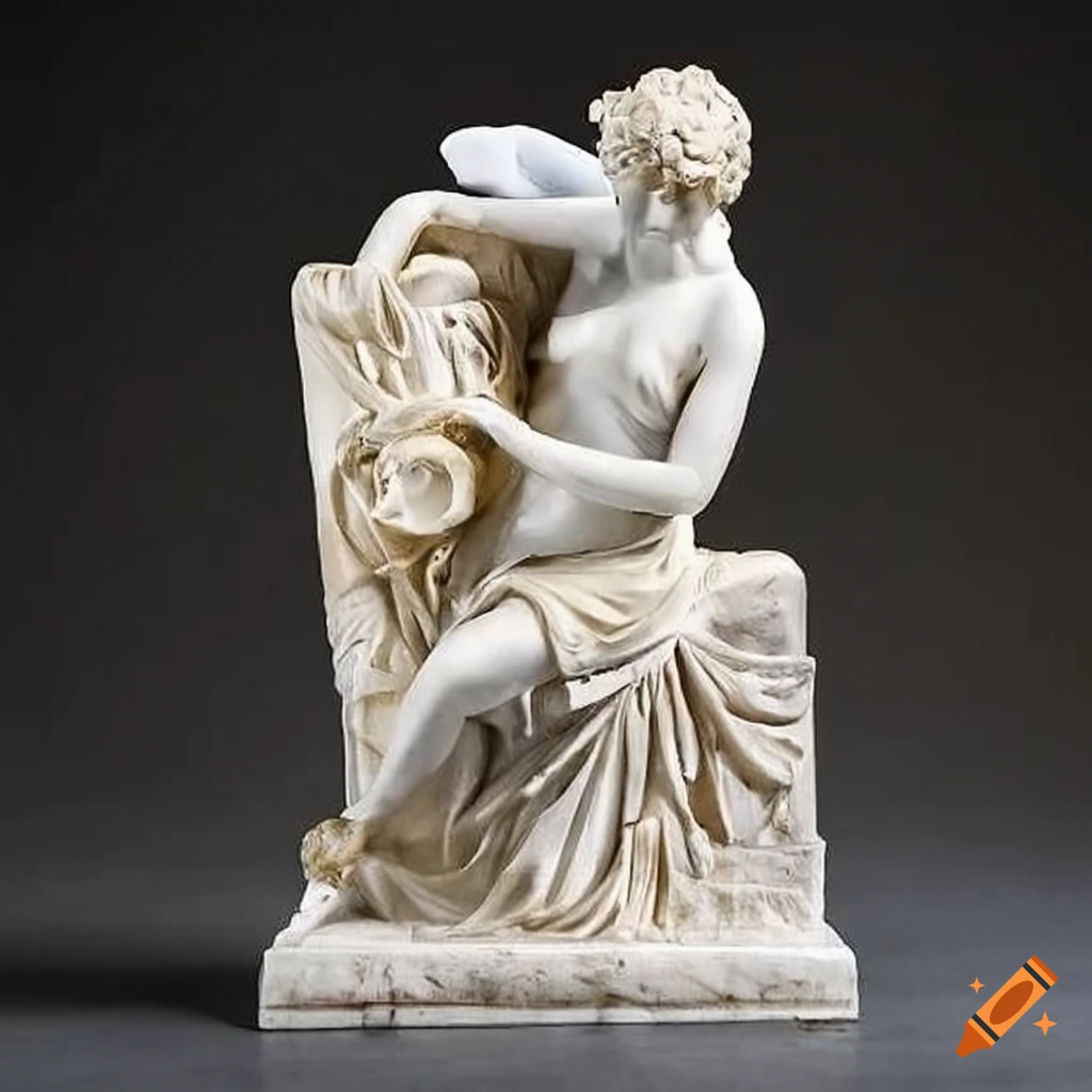 marble statue of a captive woman by Hiram Power