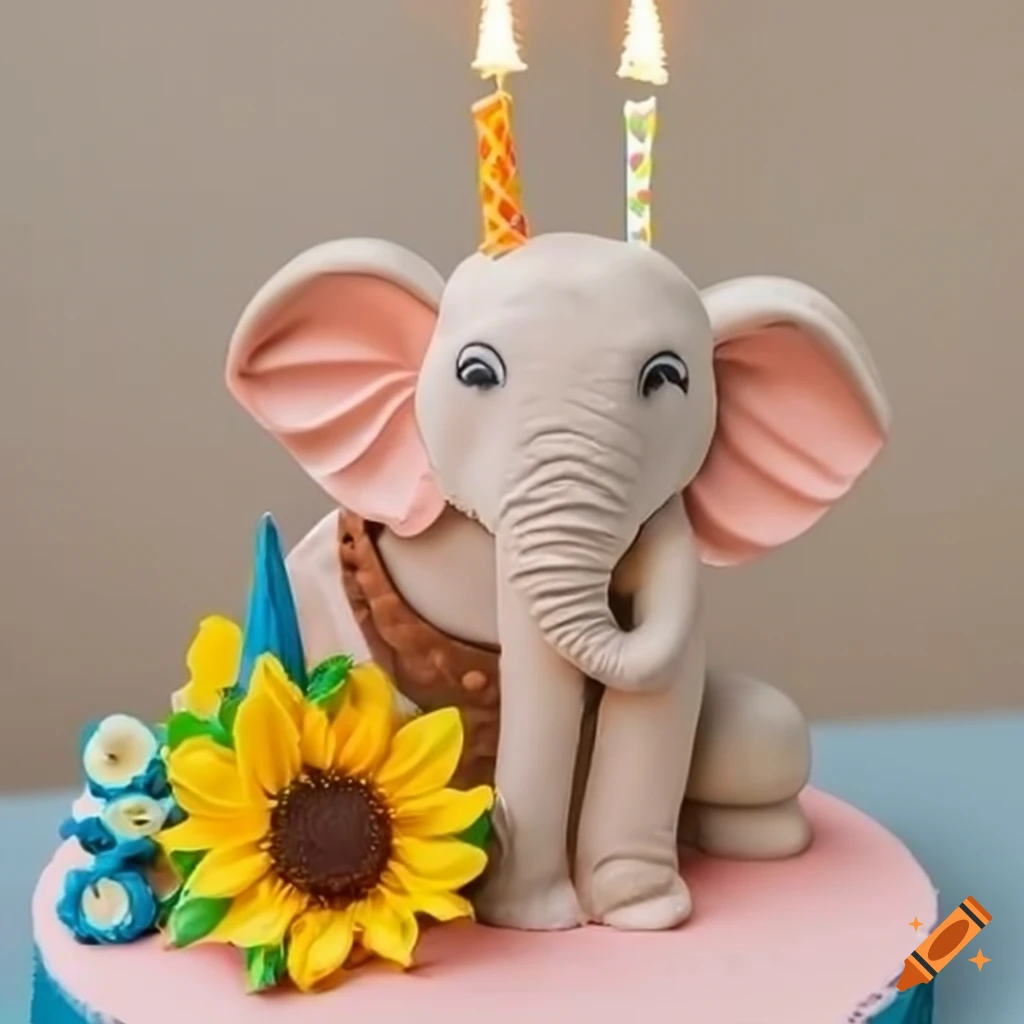 Baby Elephant Half Cake | Half Birthday Cakes for Children – Kukkr