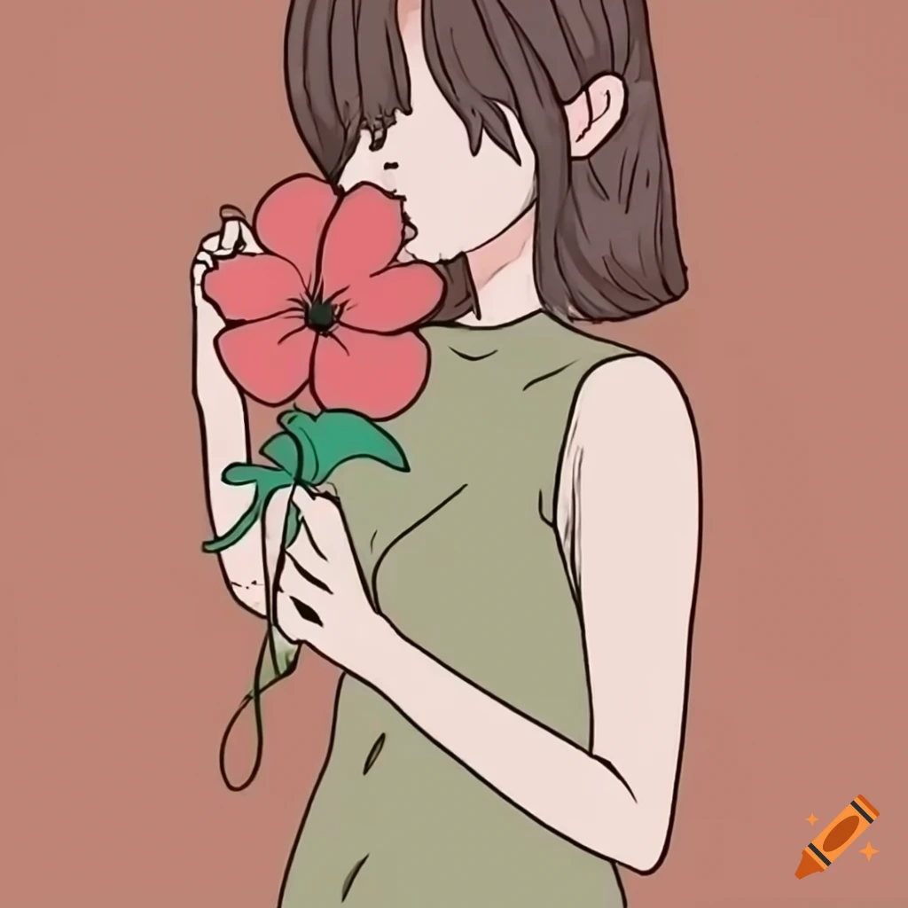 Hand Drawn Face In Profile Of Beautiful Young Woman And Pink Flowers With  Leaves Isolated On White Background. Girl Head With Flower Monochrome  Pencil Drawing Illustration. Stock Photo, Picture and Royalty Free