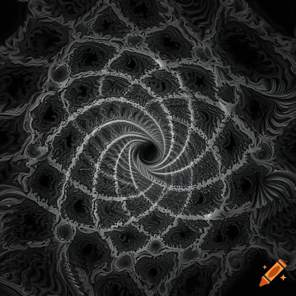 monochrome fractal spiral