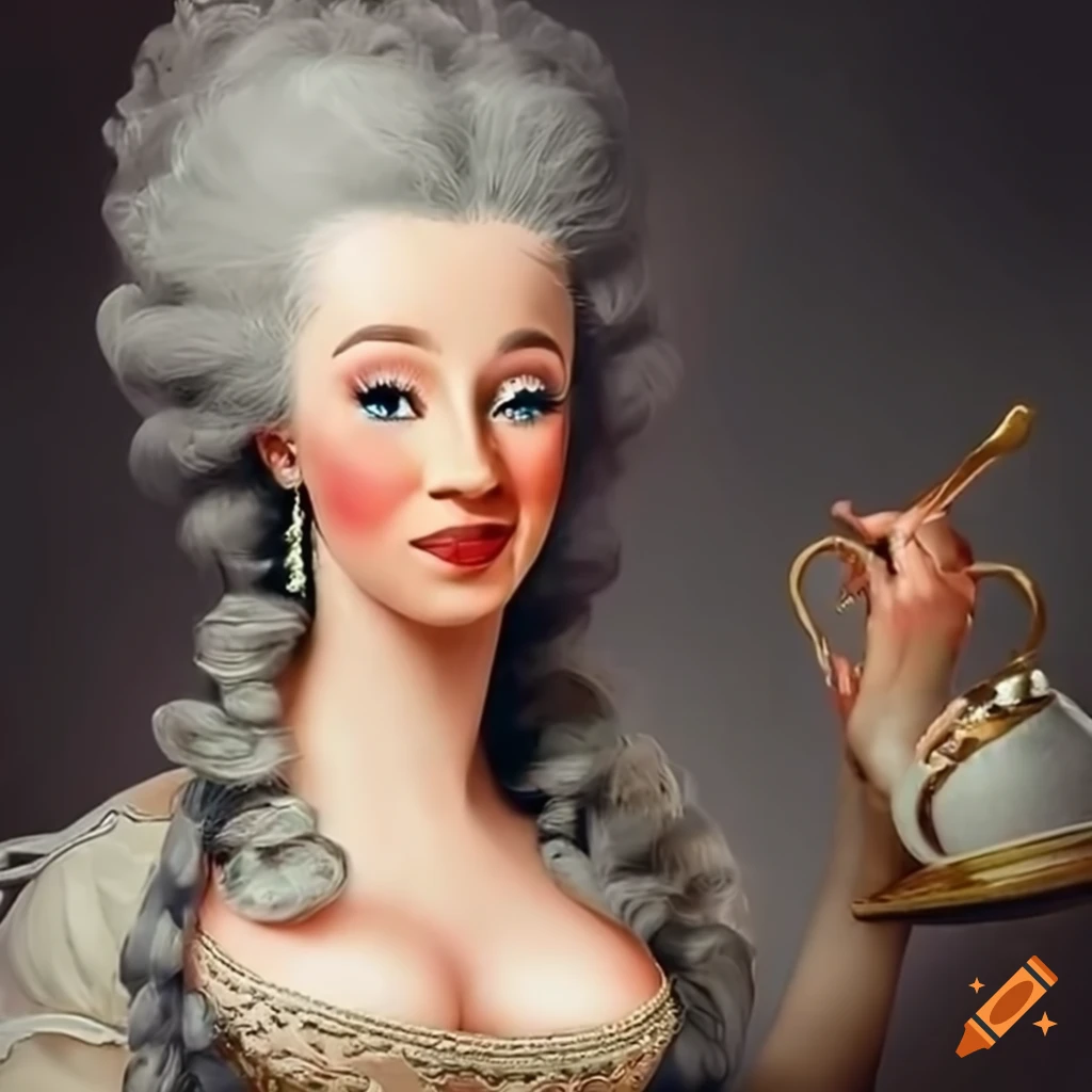 Marie Antoinette and Cardi B having tea