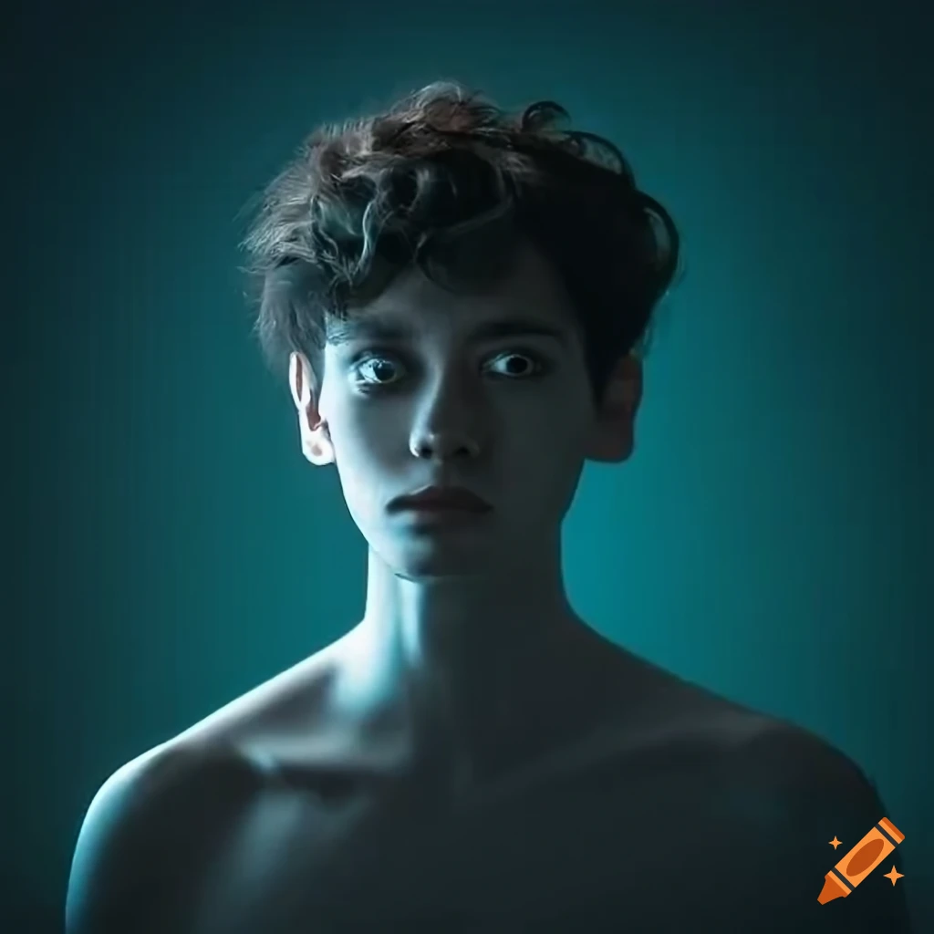 portrait of a man with blue eyes and curly hair