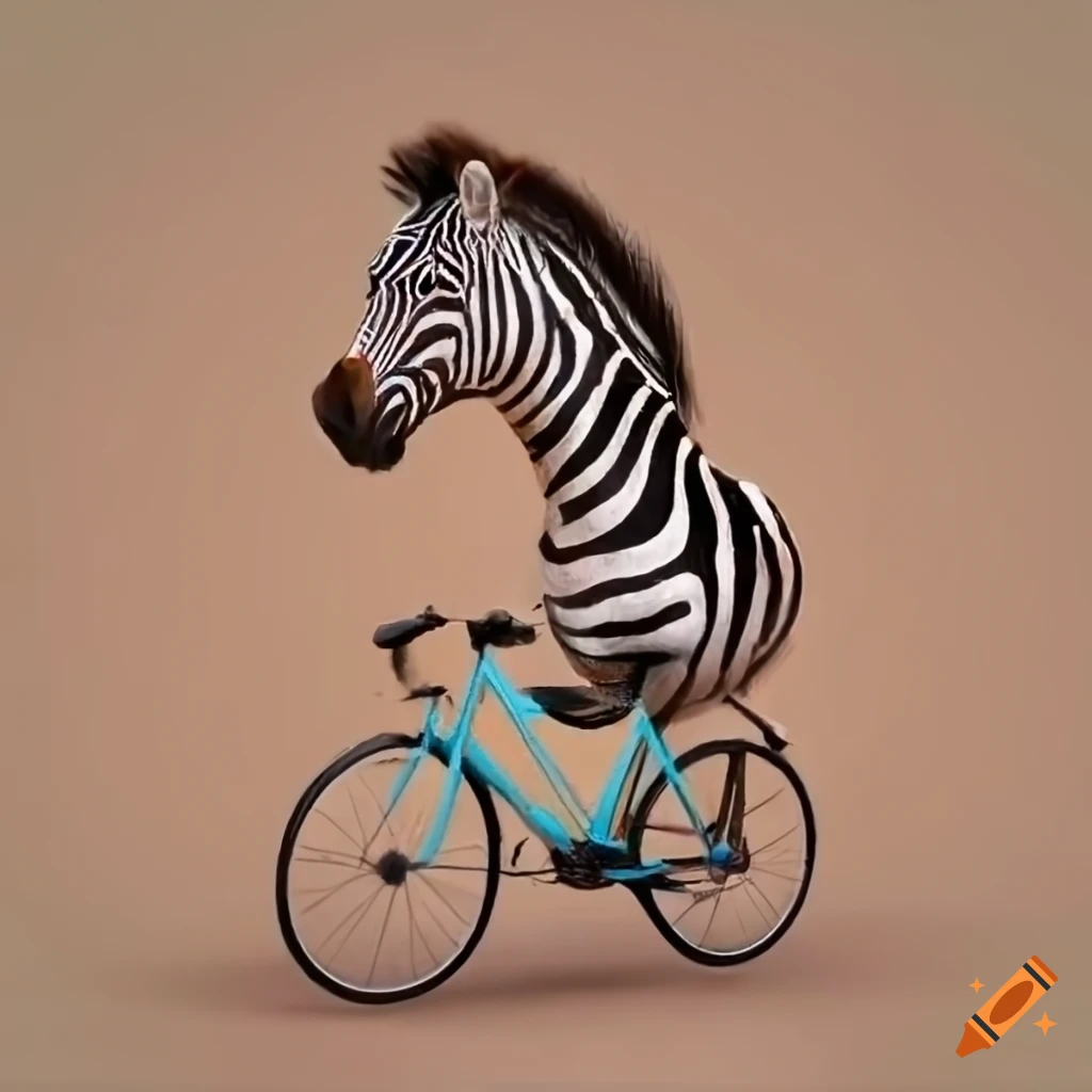 Zebra riding a bicycle on Craiyon
