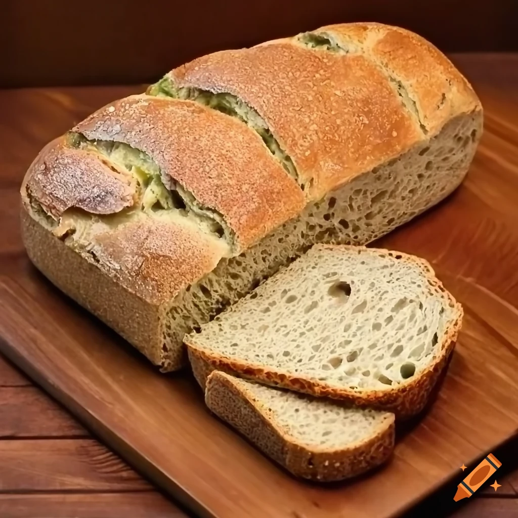 loaf of bread with malabar spinach