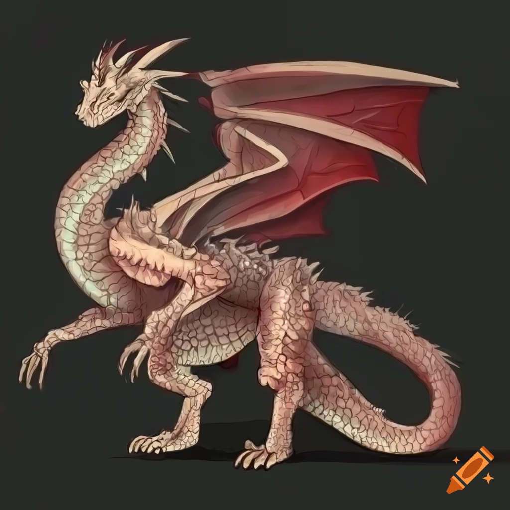 side view illustration of a detailed dragon