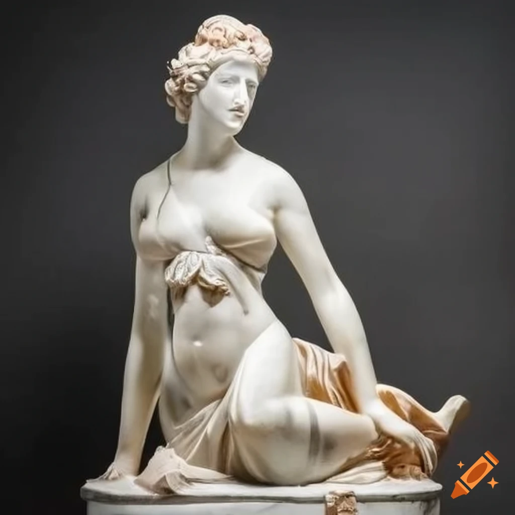 exquisite marble statue of a fantasy woman